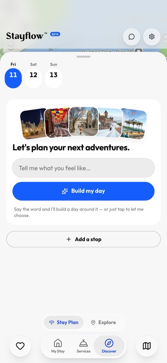 A day plan in the guest app